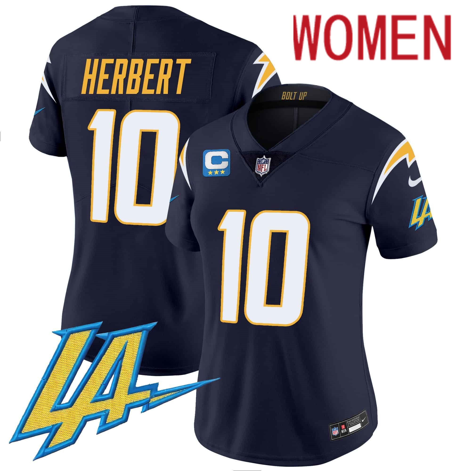 Women Los Angeles Chargers #10 Herbert Drak Blue 2024 Nike Vapor Limited NFL Jersey
